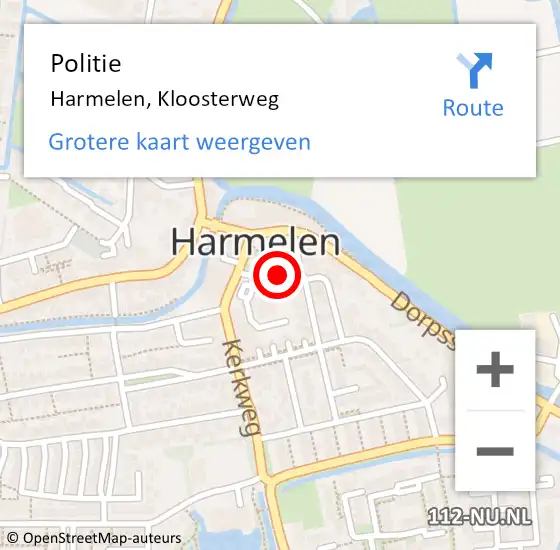 Locatie op kaart van de 112 melding: Politie Harmelen, Kloosterweg op 12 september 2017 13:22
