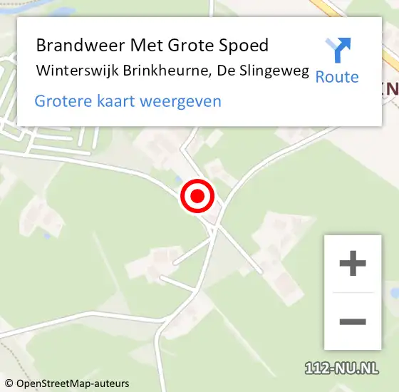 Locatie op kaart van de 112 melding: Brandweer Met Grote Spoed Naar Winterswijk Brinkheurne, De Slingeweg op 12 september 2017 13:30