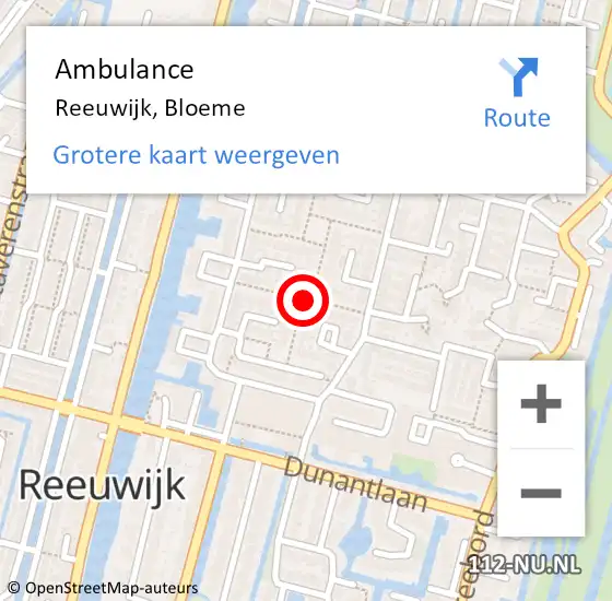 Locatie op kaart van de 112 melding: Ambulance Reeuwijk, Bloeme op 12 september 2017 14:05