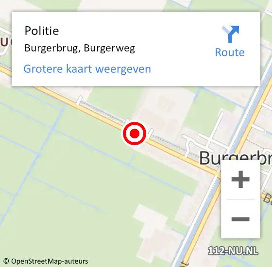 Locatie op kaart van de 112 melding: Politie Burgerbrug, Burgerweg op 12 september 2017 14:34