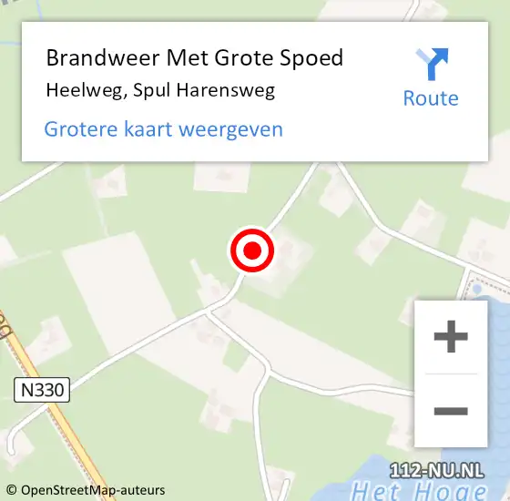 Locatie op kaart van de 112 melding: Brandweer Met Grote Spoed Naar Heelweg, Spul Harensweg op 12 september 2017 14:58