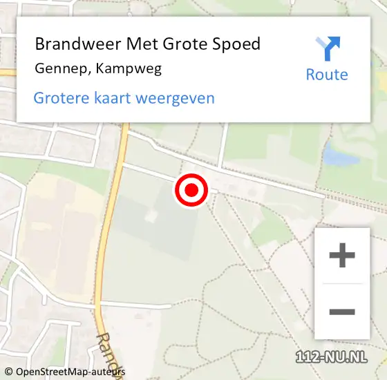 Locatie op kaart van de 112 melding: Brandweer Met Grote Spoed Naar Gennep, Kampweg op 12 september 2017 15:32