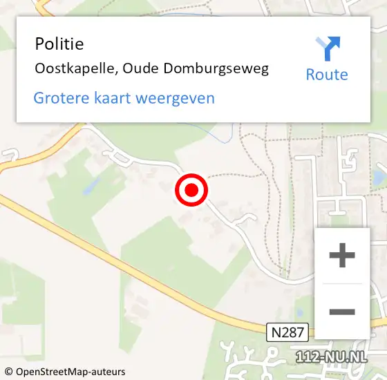Locatie op kaart van de 112 melding: Politie Oostkapelle, Oude Domburgseweg op 12 september 2017 15:43