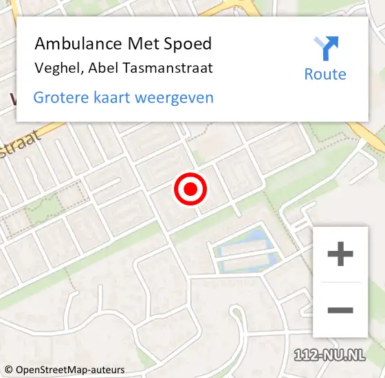 Locatie op kaart van de 112 melding: Ambulance Met Spoed Naar Veghel, Abel Tasmanstraat op 12 september 2017 17:13