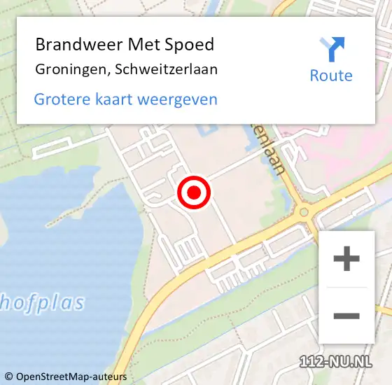 Locatie op kaart van de 112 melding: Brandweer Met Spoed Naar Groningen, Schweitzerlaan op 12 september 2017 17:30