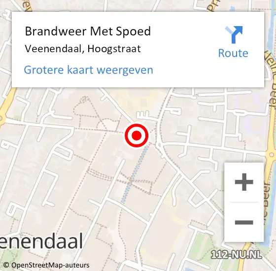 Locatie op kaart van de 112 melding: Brandweer Met Spoed Naar Veenendaal, Hoogstraat op 12 september 2017 17:56