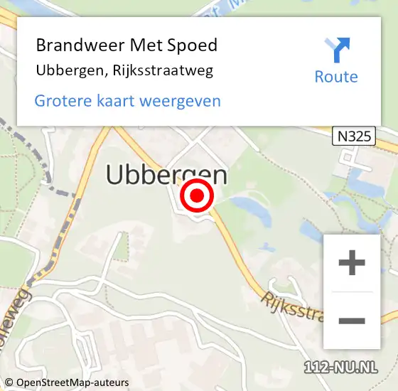 Locatie op kaart van de 112 melding: Brandweer Met Spoed Naar Ubbergen, Rijksstraatweg op 12 september 2017 18:20