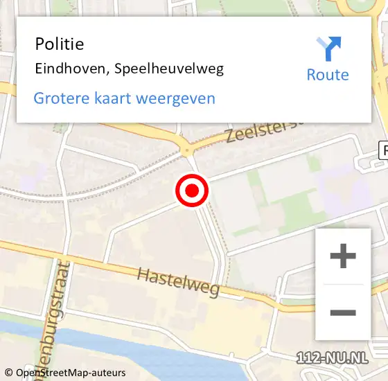 Locatie op kaart van de 112 melding: Politie Eindhoven, Speelheuvelweg op 12 september 2017 18:25