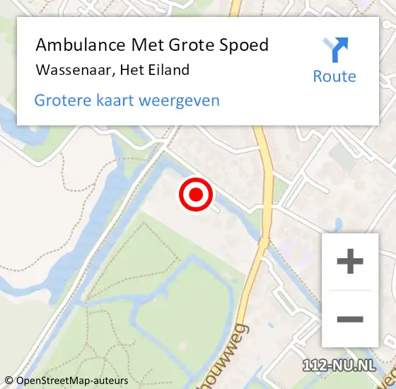 Locatie op kaart van de 112 melding: Ambulance Met Grote Spoed Naar Wassenaar, Het Eiland op 12 september 2017 18:40