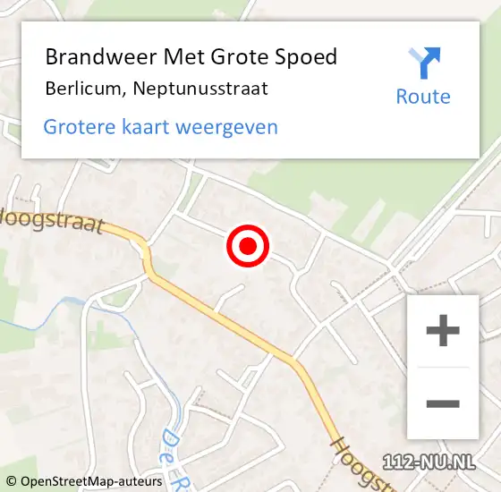 Locatie op kaart van de 112 melding: Brandweer Met Grote Spoed Naar Berlicum, Neptunusstraat op 12 september 2017 19:18