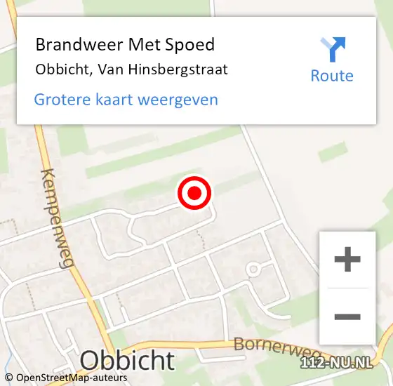 Locatie op kaart van de 112 melding: Brandweer Met Spoed Naar Obbicht, Van Hinsbergstraat op 12 september 2017 20:19