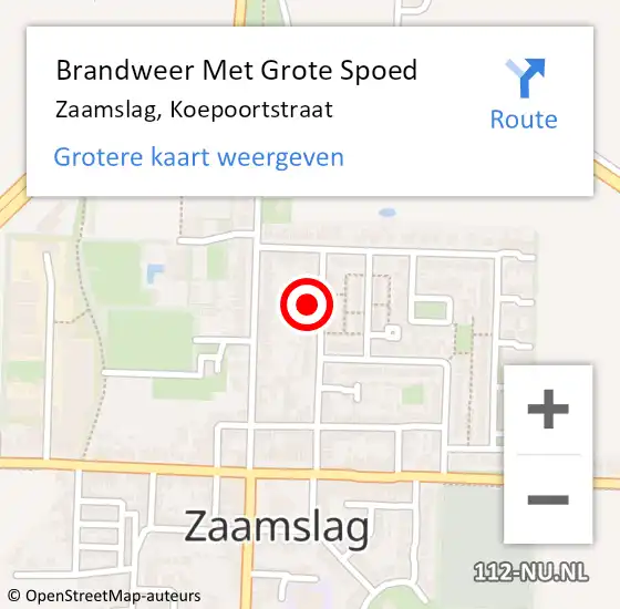 Locatie op kaart van de 112 melding: Brandweer Met Grote Spoed Naar Zaamslag, Koepoortstraat op 12 september 2017 20:24