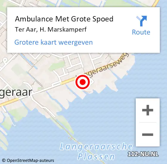 Locatie op kaart van de 112 melding: Ambulance Met Grote Spoed Naar Ter Aar, H. Marskamperf op 12 september 2017 20:27