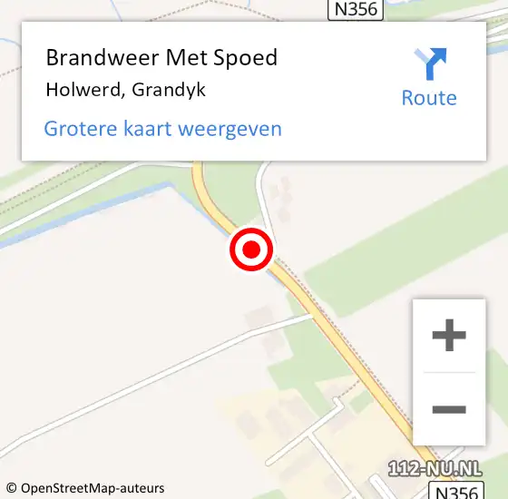 Locatie op kaart van de 112 melding: Brandweer Met Spoed Naar Holwerd, Grandyk op 12 september 2017 21:11