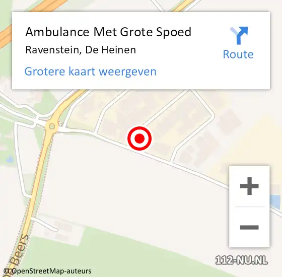 Locatie op kaart van de 112 melding: Ambulance Met Grote Spoed Naar Ravenstein, De Heinen op 1 februari 2014 11:45