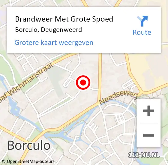 Locatie op kaart van de 112 melding: Brandweer Met Grote Spoed Naar Borculo, Deugenweerd op 12 september 2017 21:36