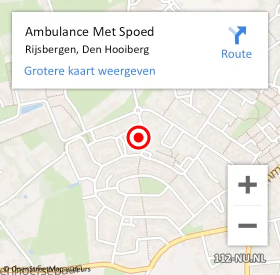 Locatie op kaart van de 112 melding: Ambulance Met Spoed Naar Rijsbergen, Den Hooiberg op 12 september 2017 22:50