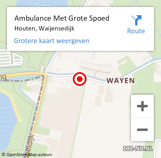 Locatie op kaart van de 112 melding: Ambulance Met Grote Spoed Naar Houten, Waijensedijk op 12 september 2017 23:00