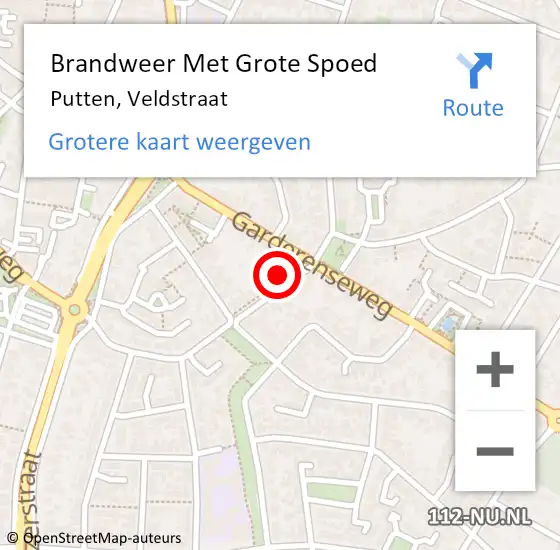 Locatie op kaart van de 112 melding: Brandweer Met Grote Spoed Naar Putten, Veldstraat op 13 september 2017 00:48