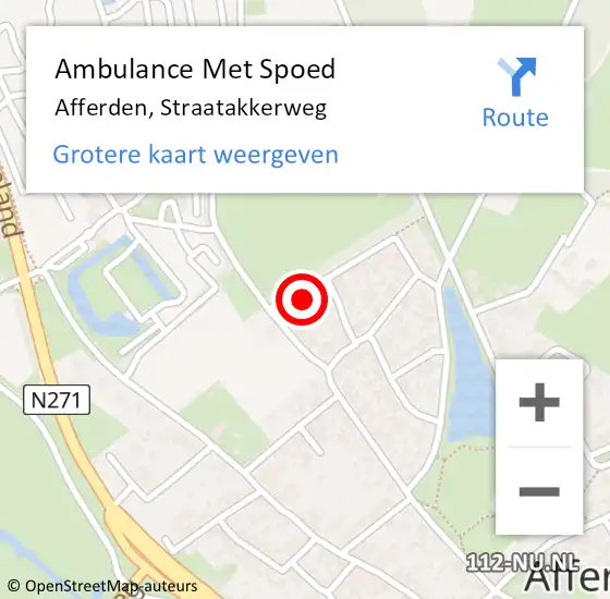 Locatie op kaart van de 112 melding: Ambulance Met Spoed Naar Afferden, Straatakkerweg op 13 september 2017 01:20