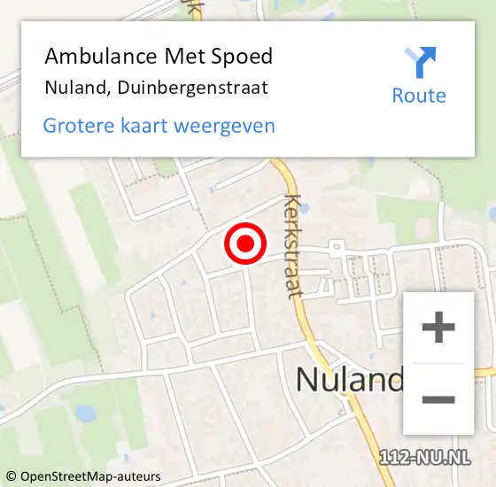 Locatie op kaart van de 112 melding: Ambulance Met Spoed Naar Nuland, Duinbergenstraat op 13 september 2017 02:44