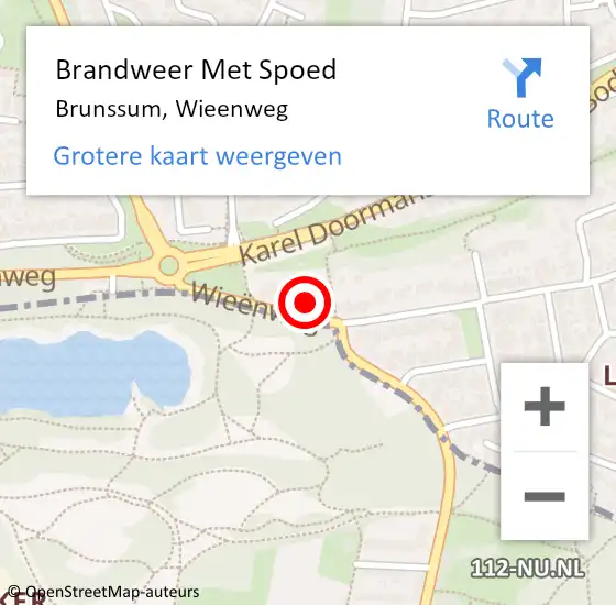 Locatie op kaart van de 112 melding: Brandweer Met Spoed Naar Brunssum, Wieenweg op 13 september 2017 04:00