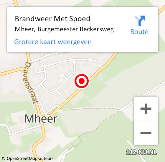 Locatie op kaart van de 112 melding: Brandweer Met Spoed Naar Mheer, Burgemeester Beckersweg op 13 september 2017 04:29