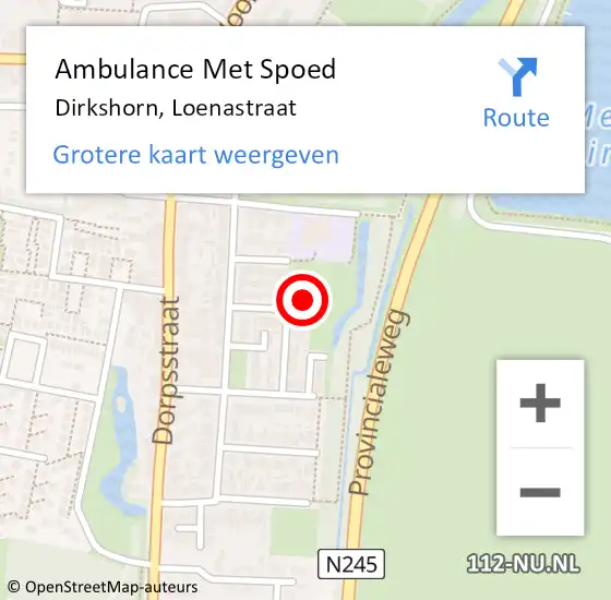 Locatie op kaart van de 112 melding: Ambulance Met Spoed Naar Dirkshorn, Loenastraat op 13 september 2017 05:08