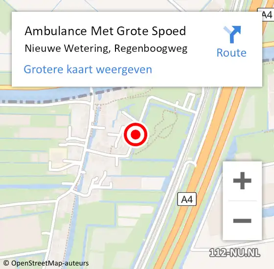 Locatie op kaart van de 112 melding: Ambulance Met Grote Spoed Naar Nieuwe Wetering, Regenboogweg op 13 september 2017 05:32