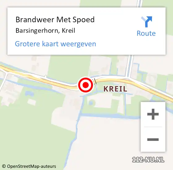Locatie op kaart van de 112 melding: Brandweer Met Spoed Naar Barsingerhorn, Kreil op 13 september 2017 06:26