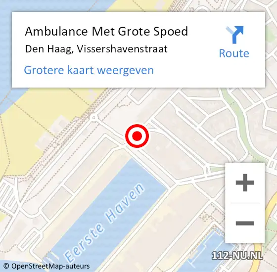 Locatie op kaart van de 112 melding: Ambulance Met Grote Spoed Naar Den Haag, Vissershavenstraat op 13 september 2017 06:30