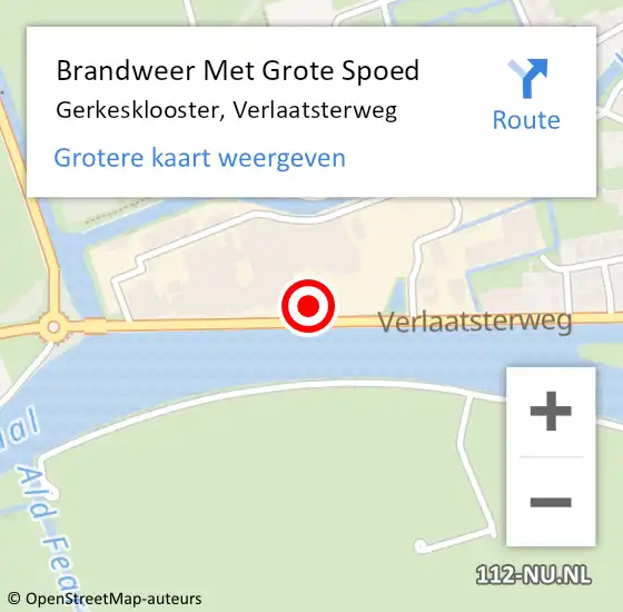 Locatie op kaart van de 112 melding: Brandweer Met Grote Spoed Naar Gerkesklooster, Verlaatsterweg op 13 september 2017 07:46