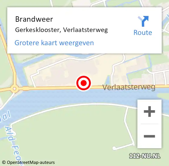 Locatie op kaart van de 112 melding: Brandweer Gerkesklooster, Verlaatsterweg op 13 september 2017 07:49