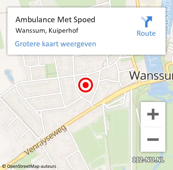 Locatie op kaart van de 112 melding: Ambulance Met Spoed Naar Wanssum, Kuiperhof op 13 september 2017 07:54