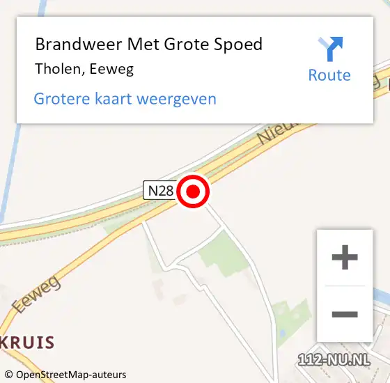 Locatie op kaart van de 112 melding: Brandweer Met Grote Spoed Naar Tholen, Eeweg op 13 september 2017 08:00