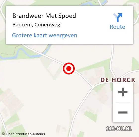 Locatie op kaart van de 112 melding: Brandweer Met Spoed Naar Baexem, Conenweg op 13 september 2017 08:03