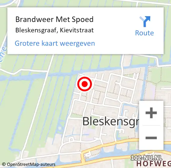 Locatie op kaart van de 112 melding: Brandweer Met Spoed Naar Bleskensgraaf, Kievitstraat op 13 september 2017 08:09