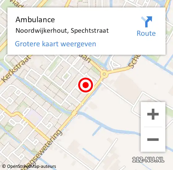 Locatie op kaart van de 112 melding: Ambulance Noordwijkerhout, Spechtstraat op 13 september 2017 08:15