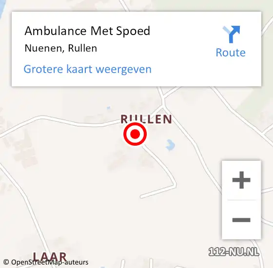 Locatie op kaart van de 112 melding: Ambulance Met Spoed Naar Nuenen, Rullen op 13 september 2017 08:16