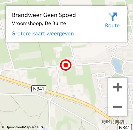 Locatie op kaart van de 112 melding: Brandweer Geen Spoed Naar Vroomshoop, De Bunte op 13 september 2017 08:35