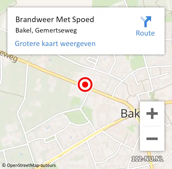 Locatie op kaart van de 112 melding: Brandweer Met Spoed Naar Bakel, Gemertseweg op 13 september 2017 08:50