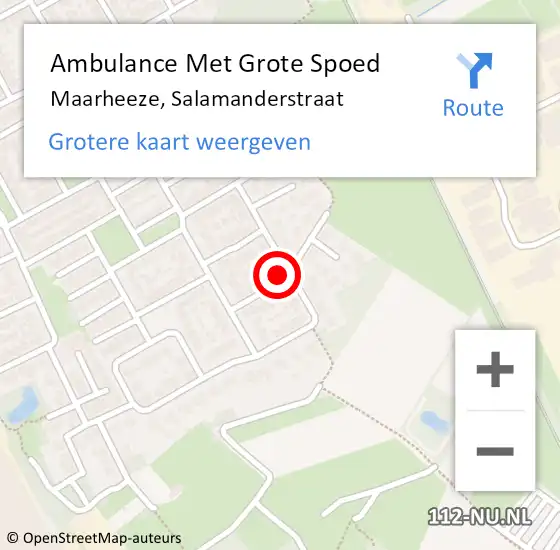 Locatie op kaart van de 112 melding: Ambulance Met Grote Spoed Naar Maarheeze, Salamanderstraat op 13 september 2017 08:50