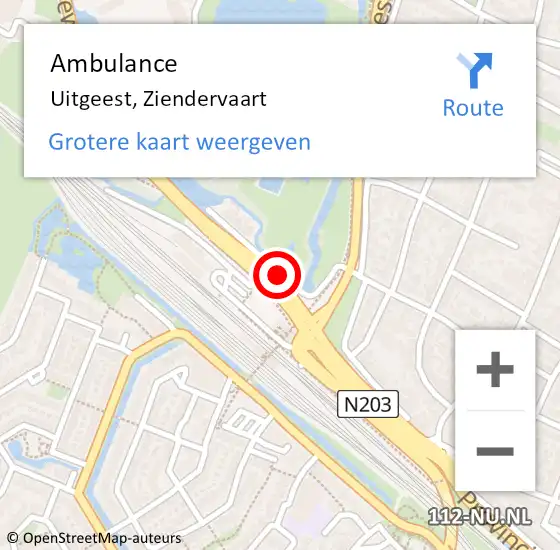 Locatie op kaart van de 112 melding: Ambulance Uitgeest, Ziendervaart op 13 september 2017 08:53