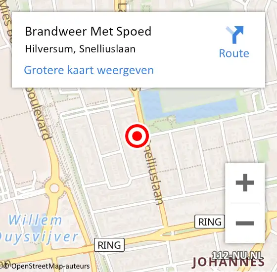 Locatie op kaart van de 112 melding: Brandweer Met Spoed Naar Hilversum, Snelliuslaan op 13 september 2017 08:56