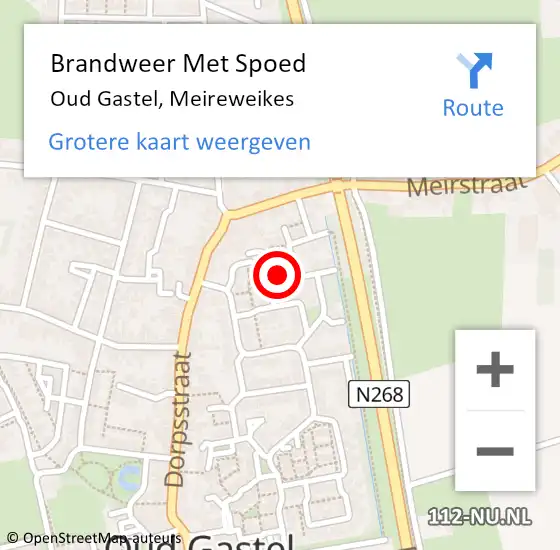 Locatie op kaart van de 112 melding: Brandweer Met Spoed Naar Oud Gastel, Meireweikes op 13 september 2017 09:00