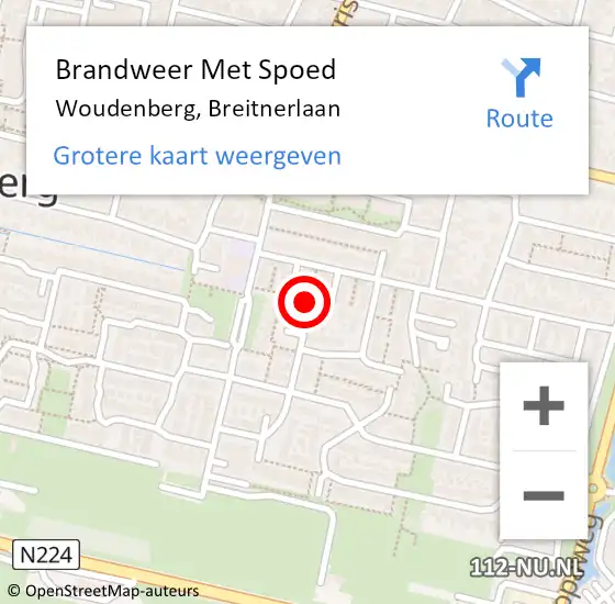 Locatie op kaart van de 112 melding: Brandweer Met Spoed Naar Woudenberg, Breitnerlaan op 13 september 2017 09:08