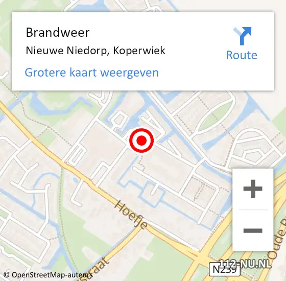 Locatie op kaart van de 112 melding: Brandweer Nieuwe Niedorp, Koperwiek op 13 september 2017 09:14