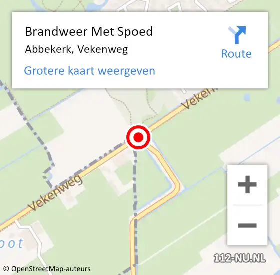 Locatie op kaart van de 112 melding: Brandweer Met Spoed Naar Abbekerk, Vekenweg op 13 september 2017 09:17