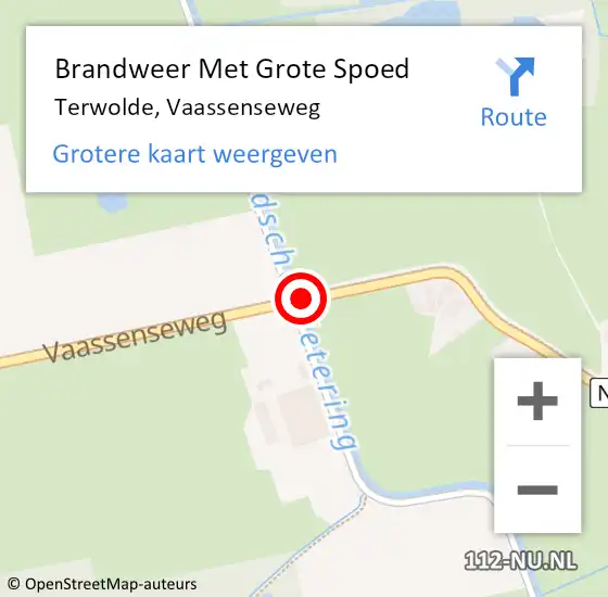 Locatie op kaart van de 112 melding: Brandweer Met Grote Spoed Naar Terwolde, Vaassenseweg op 13 september 2017 09:29