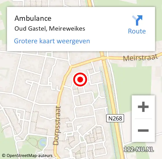 Locatie op kaart van de 112 melding: Ambulance Oud Gastel, Meireweikes op 13 september 2017 09:31